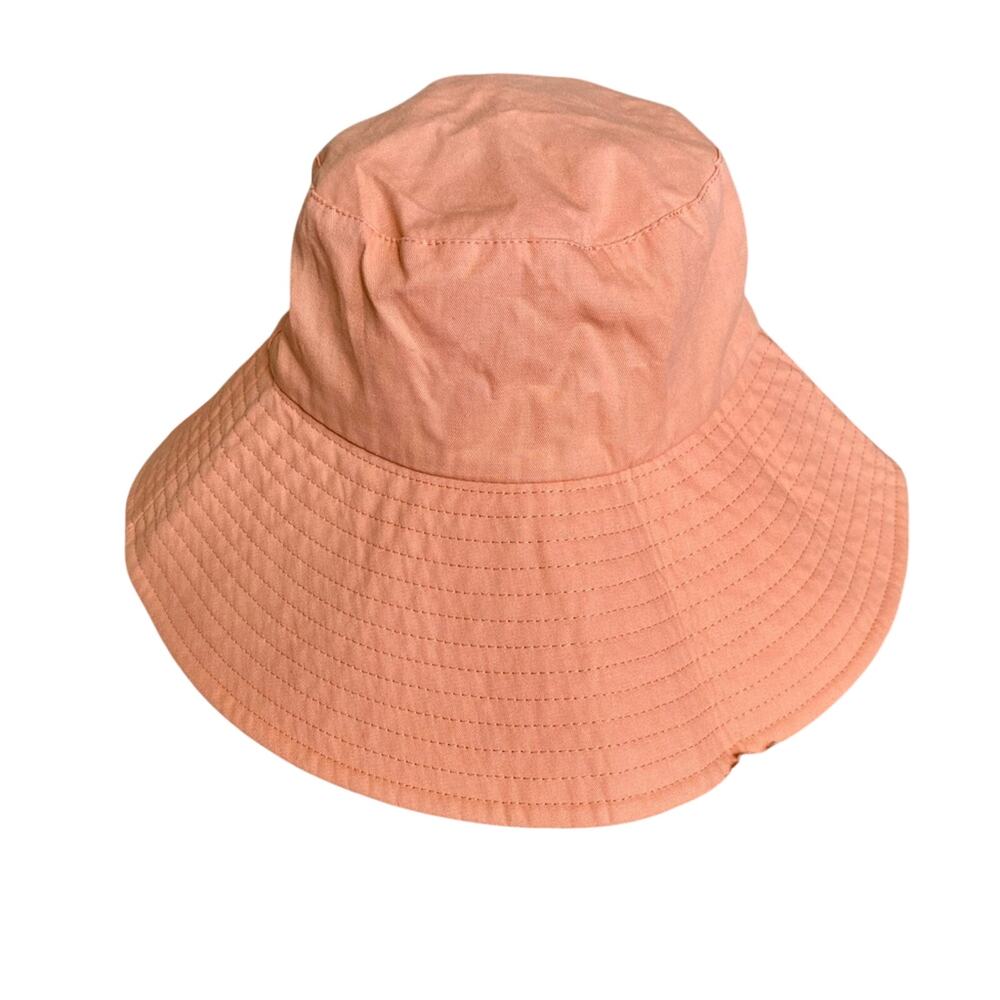 Nine West 100% Cotton Oversized Pastel Orange Vacation Beach Wide Brim Sun Hat